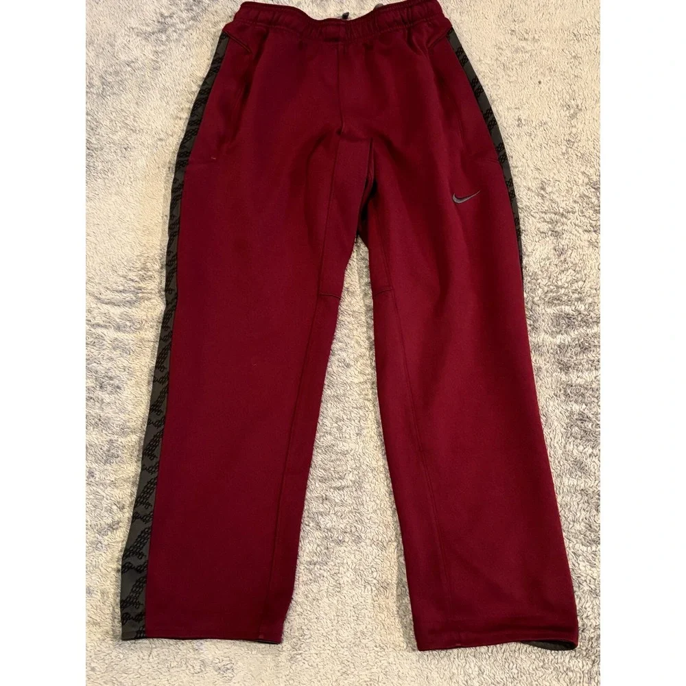 Vintage Nike Team Pants Mens Small Red Maroon Stripe Drawstring Ankle Track
